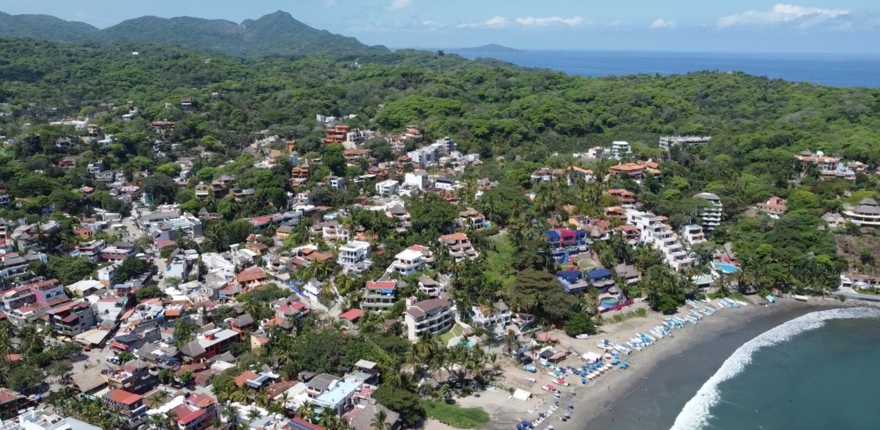 Playa Escondida hidden beach arial view of property.